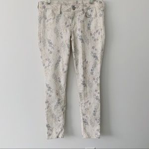 American Eagle Cream Print Pastel Skinny Pants